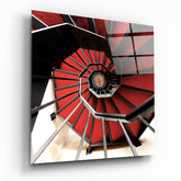 Red Stair Glass Wall Art.